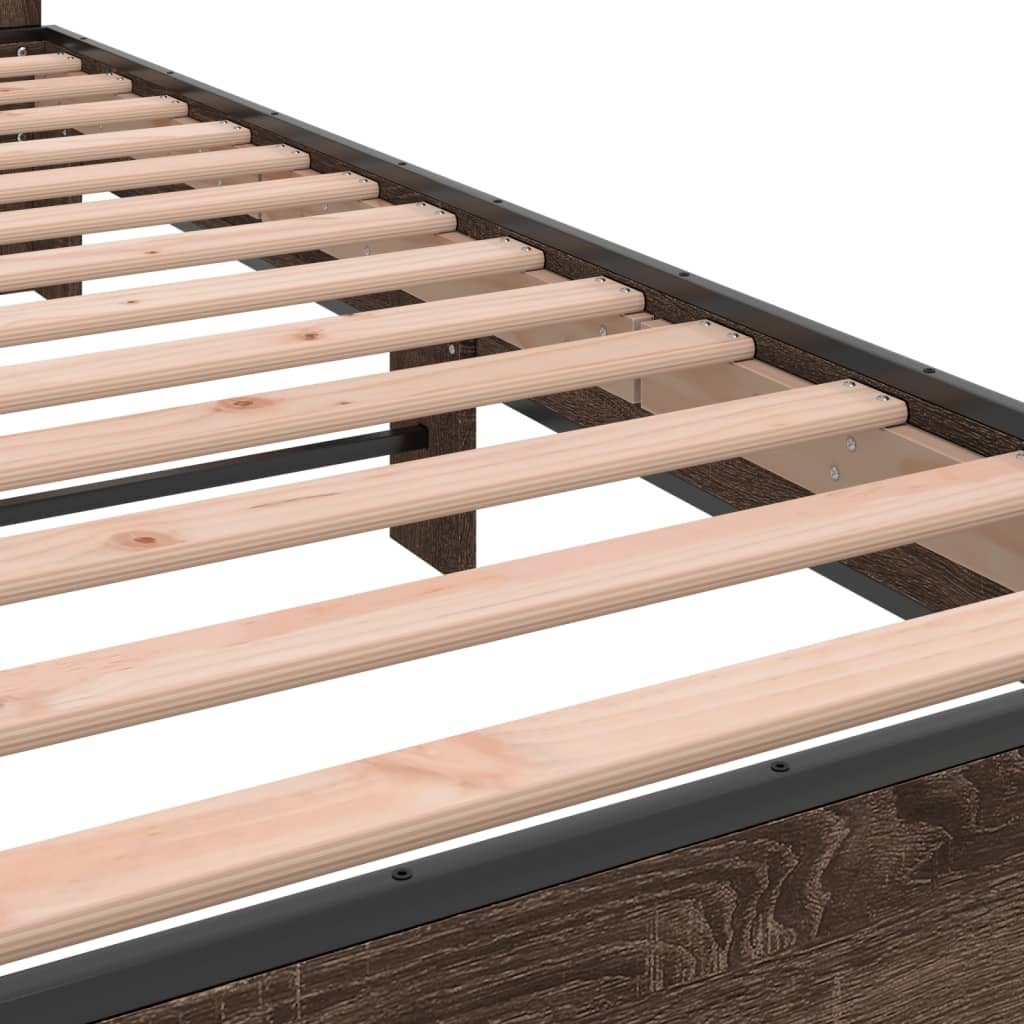 Bed frame without mattress brown oak 200x200 cm