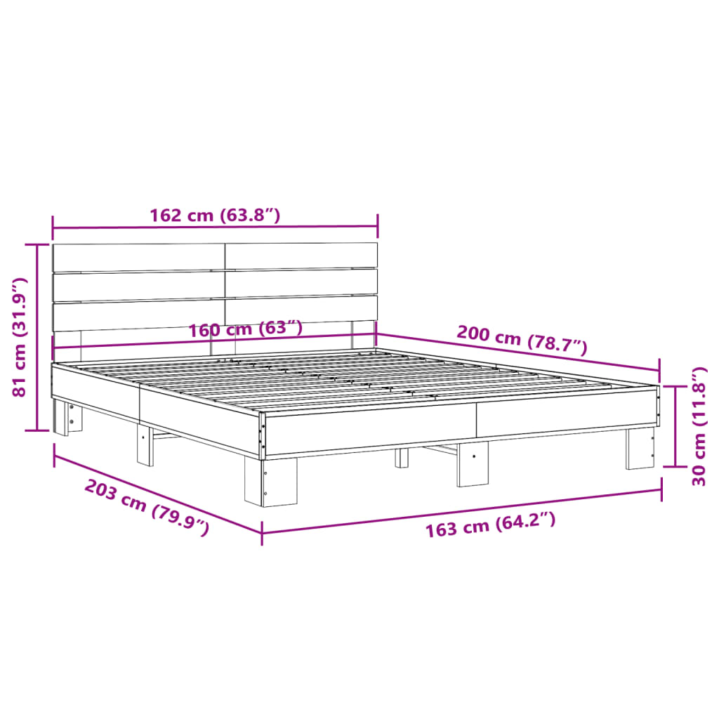 Cadre de lit sans matelas noir 160x200 cm