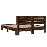 Bed frame without mattress smoked oak 160x200 cm