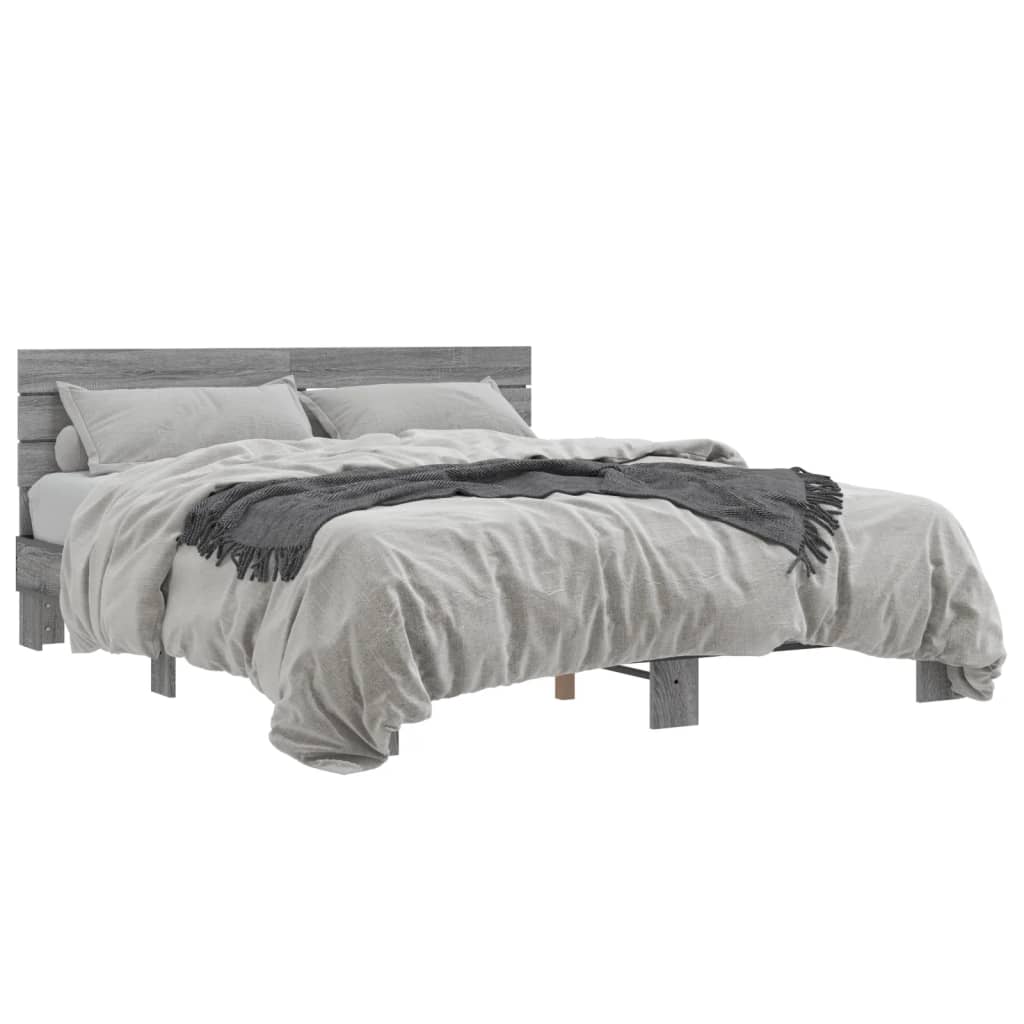 Bed frame without mattress sonoma gray 160x200 cm