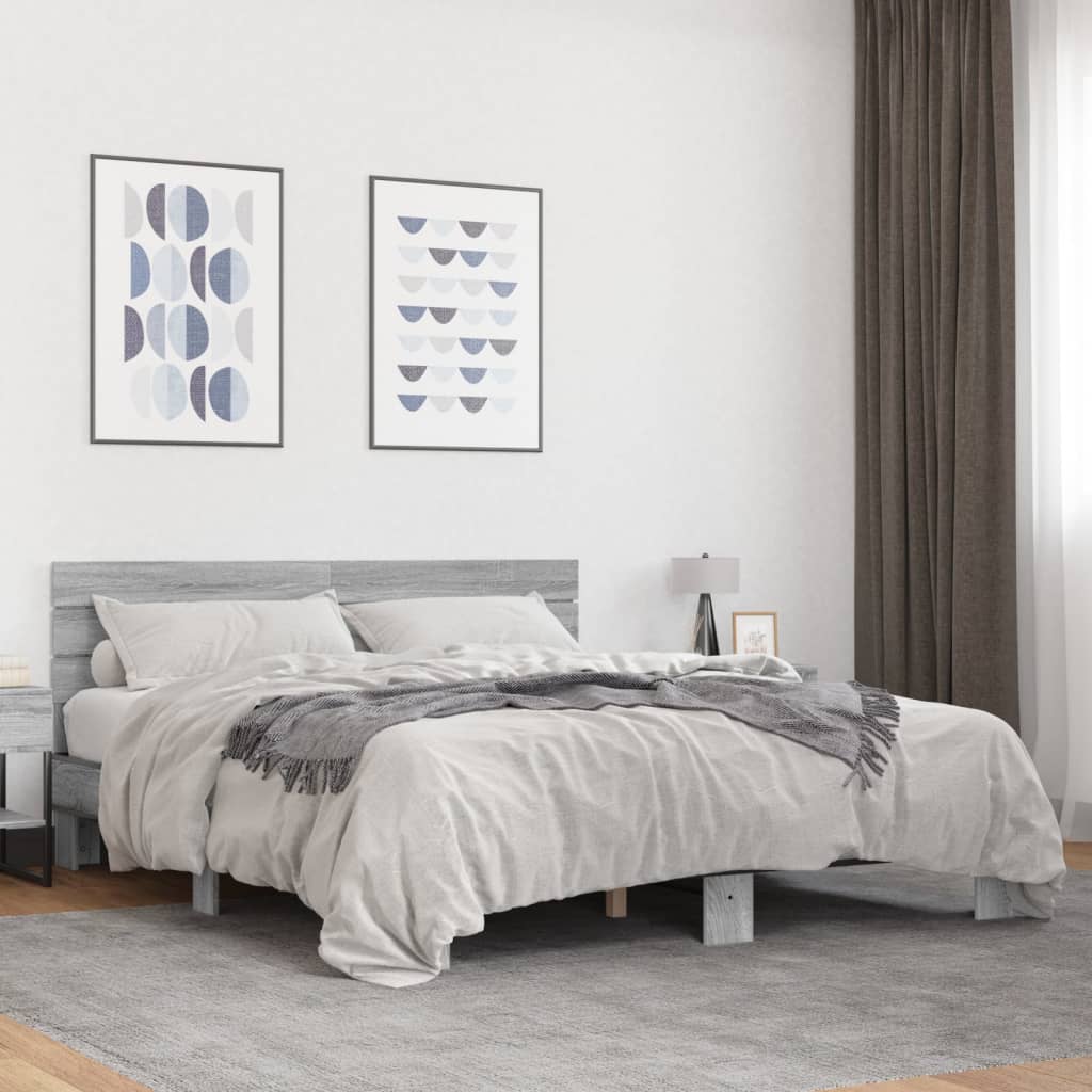 Bed frame without mattress sonoma gray 160x200 cm