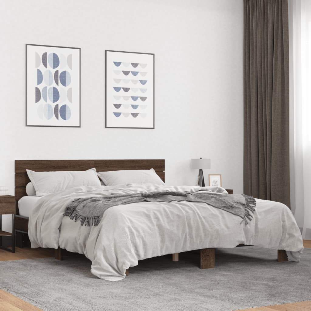 Cadre de lit sans matelas chêne marron 160x200 cm