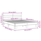 Bed frame without mattress smoked oak 150x200 cm