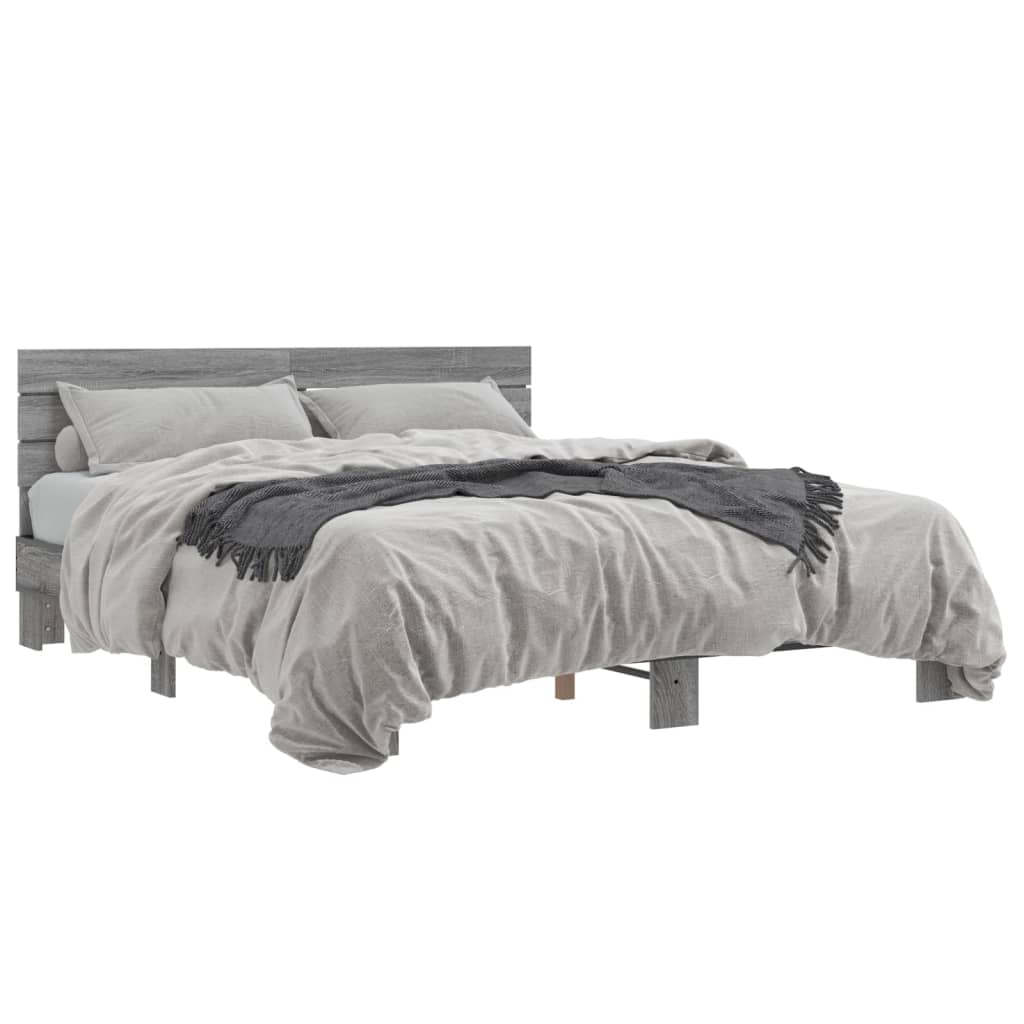 Bed frame without mattress sonoma gray 150x200 cm