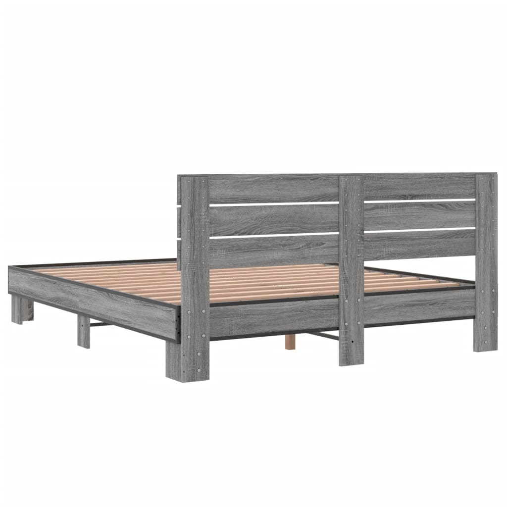 Bed frame without mattress sonoma gray 150x200 cm