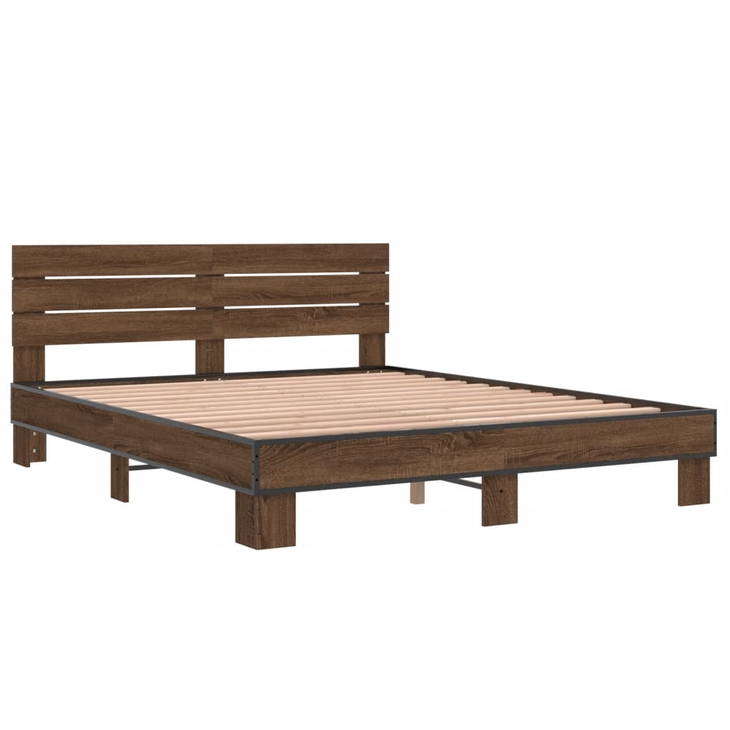 Cadre de lit sans matelas chêne marron 150x200 cm