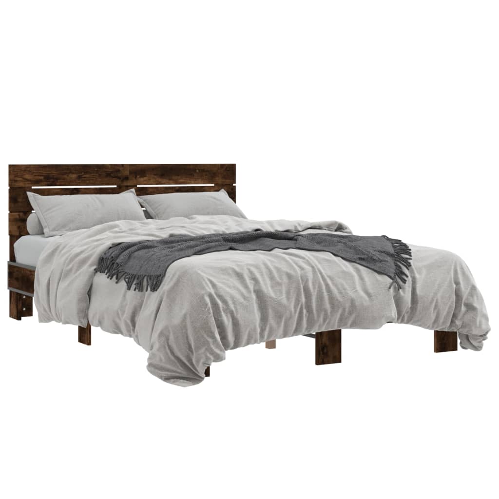 Bed frame without mattress smoked oak 140x200 cm