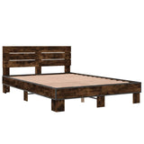 Bed frame without mattress smoked oak 140x200 cm