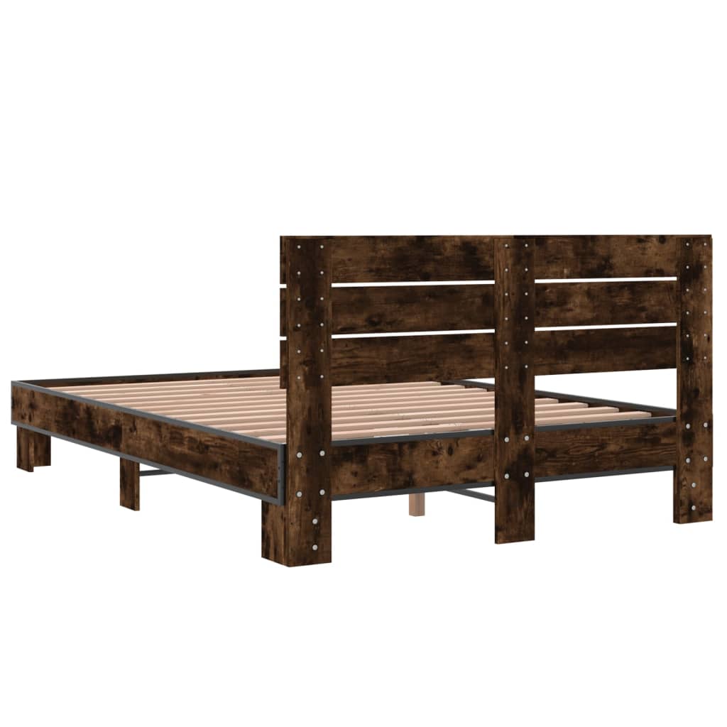 Bed frame without mattress smoked oak 140x200 cm