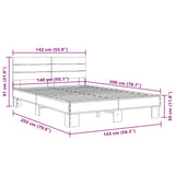 Bed frame without mattress smoked oak 140x200 cm