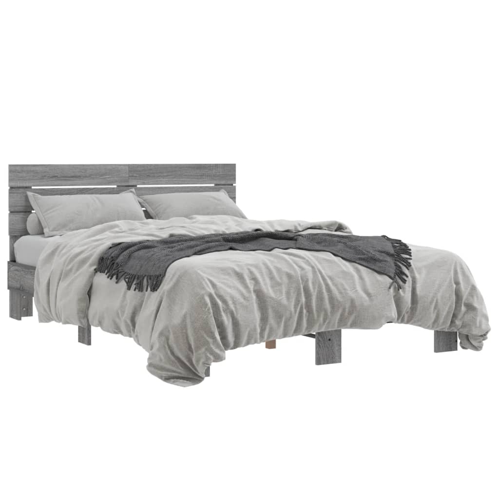 Bed frame without mattress sonoma gray 140x200 cm