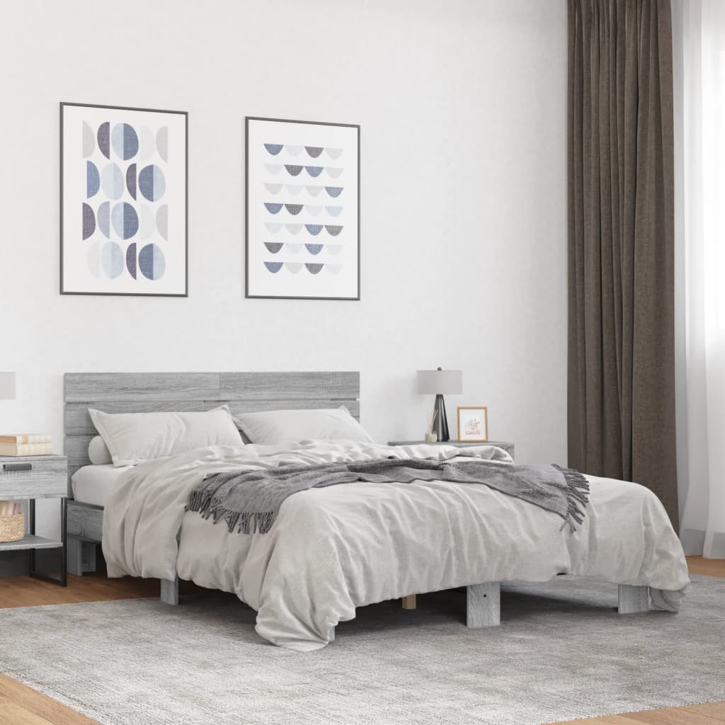 Bed frame without mattress sonoma gray 140x200 cm