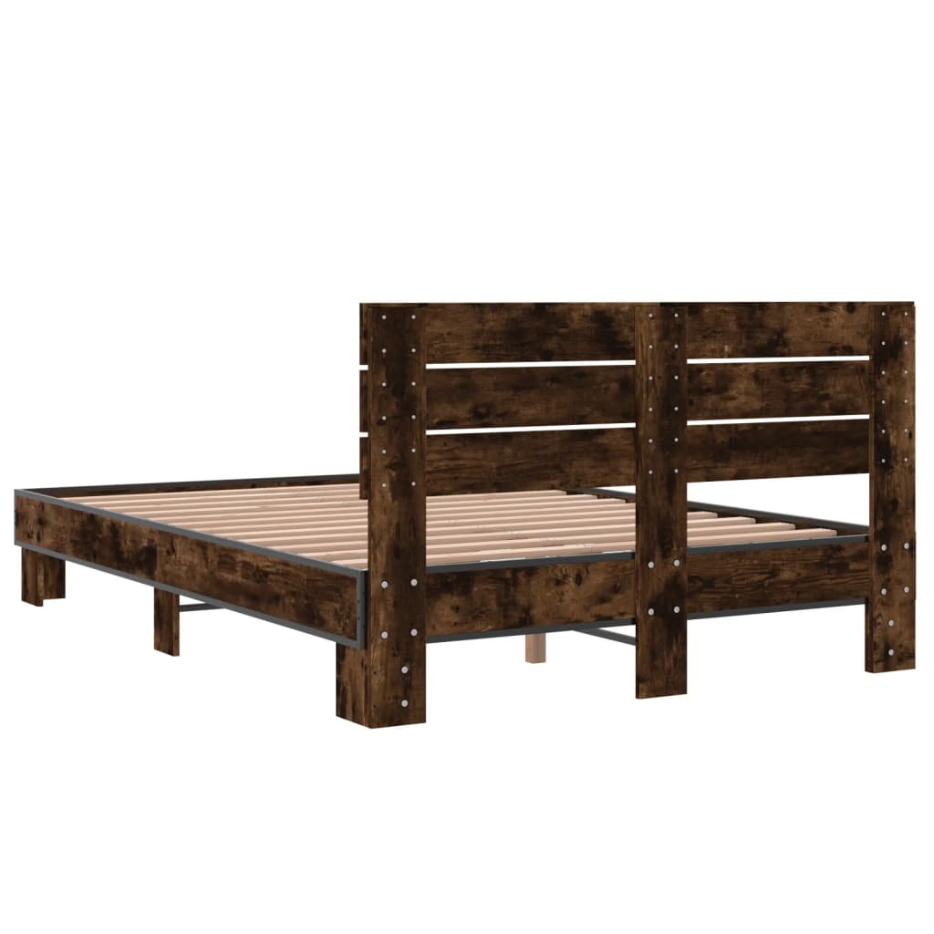 Bed frame without mattress smoked oak 120x200 cm