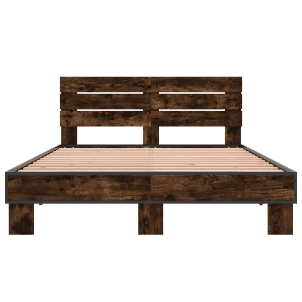 Bed frame without mattress smoked oak 120x190 cm