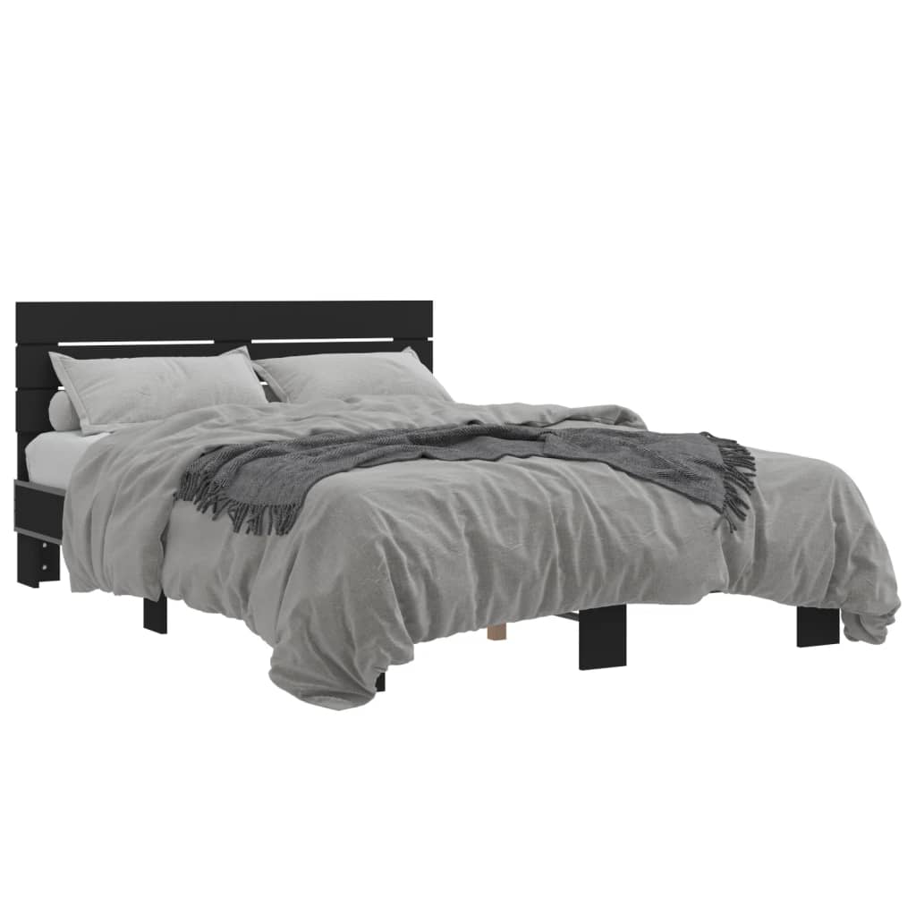 Cadre de lit sans matelas noir 135x190 cm