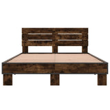 Bed frame without mattress smoked oak 135x190 cm