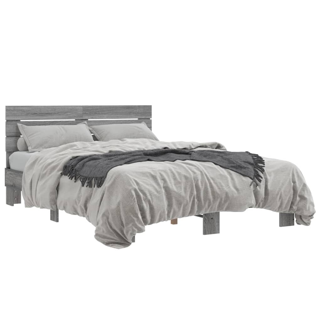 Cadre de lit sans matelas sonoma gris 135x190 cm