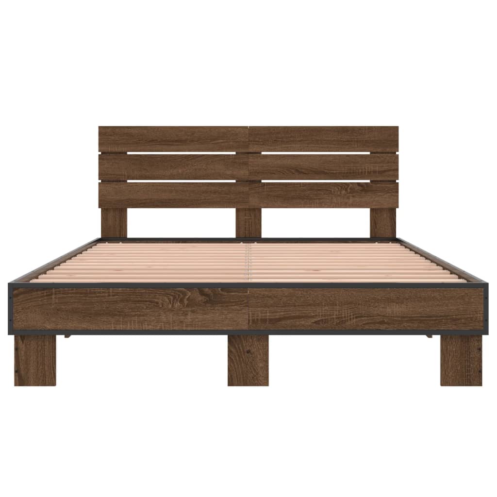 Cadre de lit sans matelas chêne marron 135x190 cm