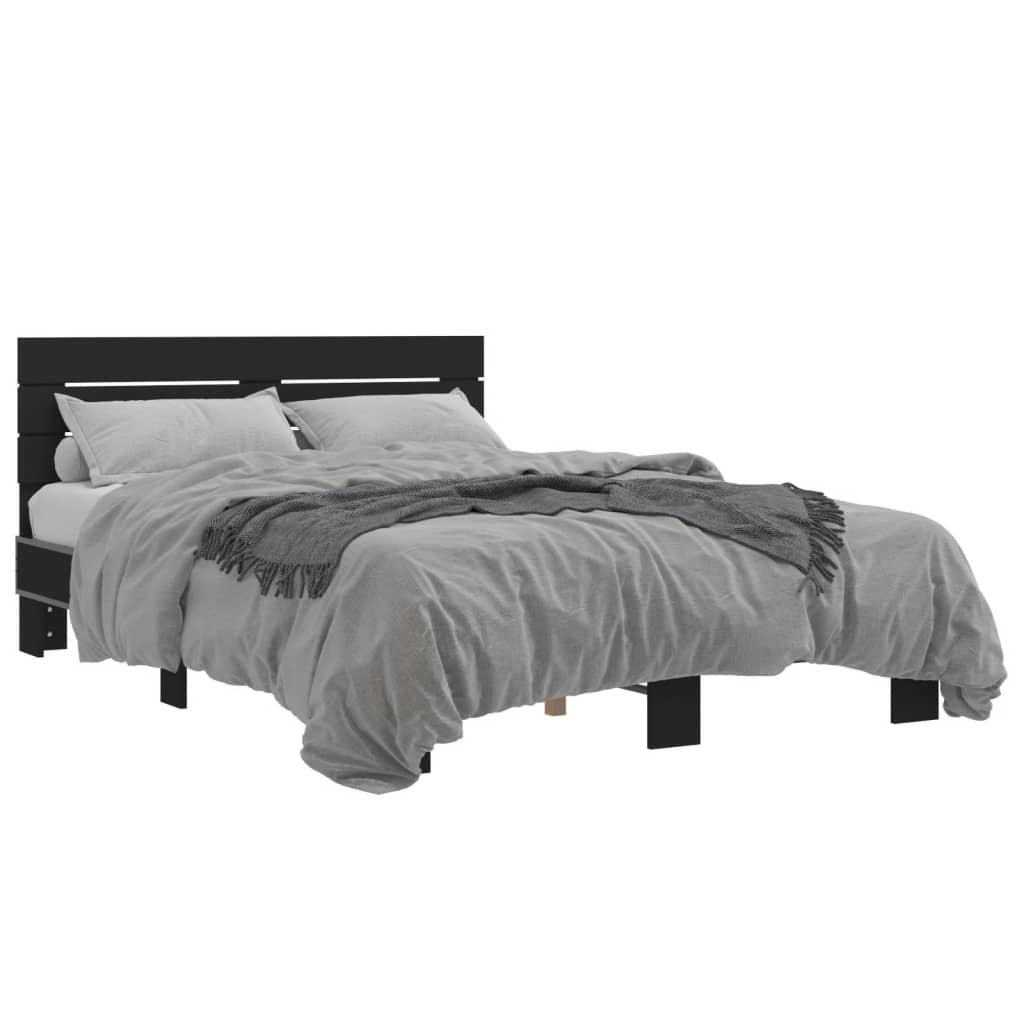 Cadre de lit sans matelas noir 140x190 cm