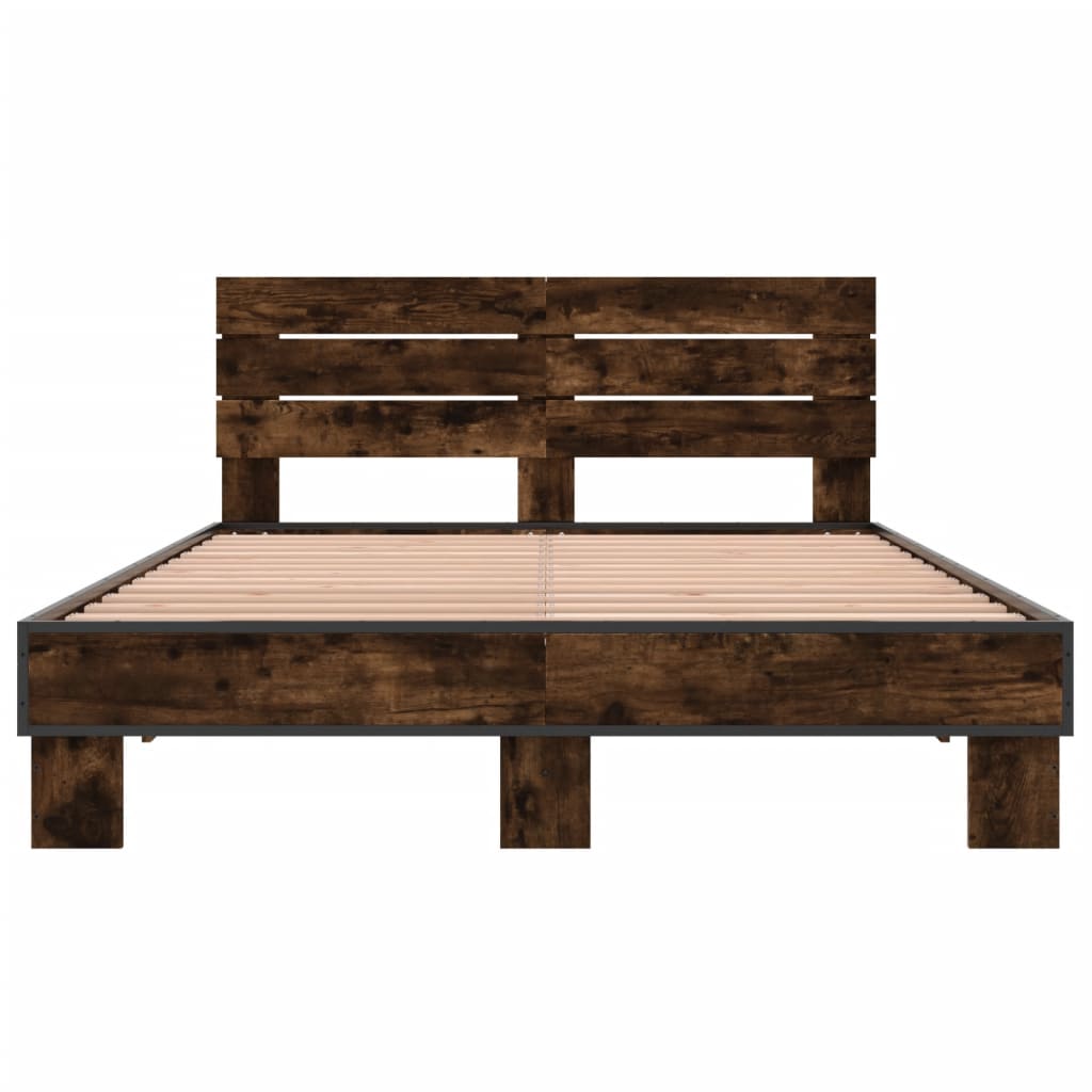 Bed frame without mattress smoked oak 140x190 cm