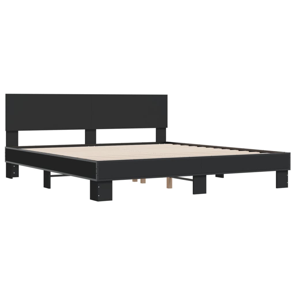 Cadre de lit sans matelas noir 200x200 cm