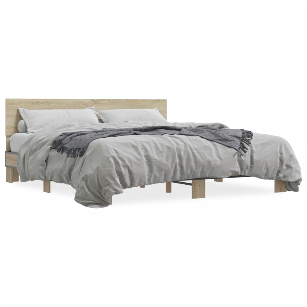 Cadre de lit sans matelas chêne sonoma 200x200 cm