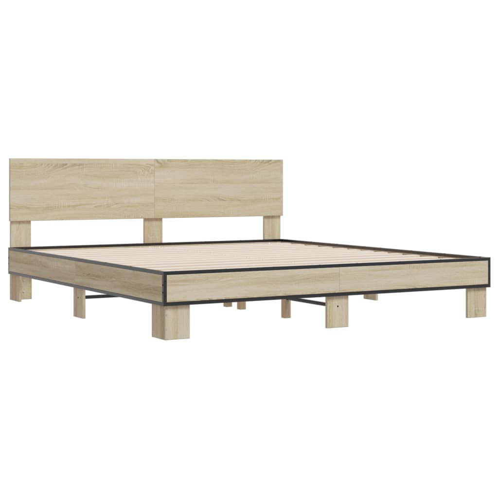 Cadre de lit sans matelas chêne sonoma 200x200 cm