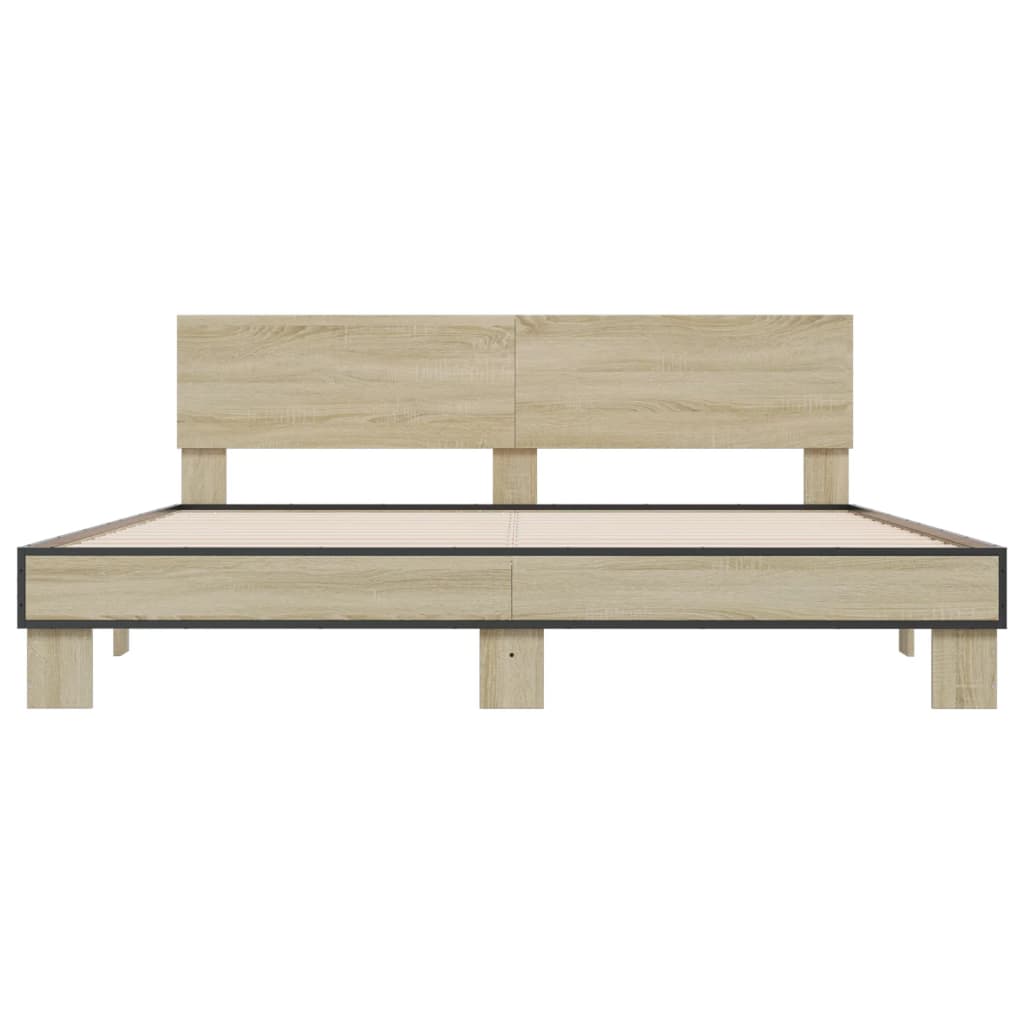 Bed frame without mattress sonoma oak 200x200 cm