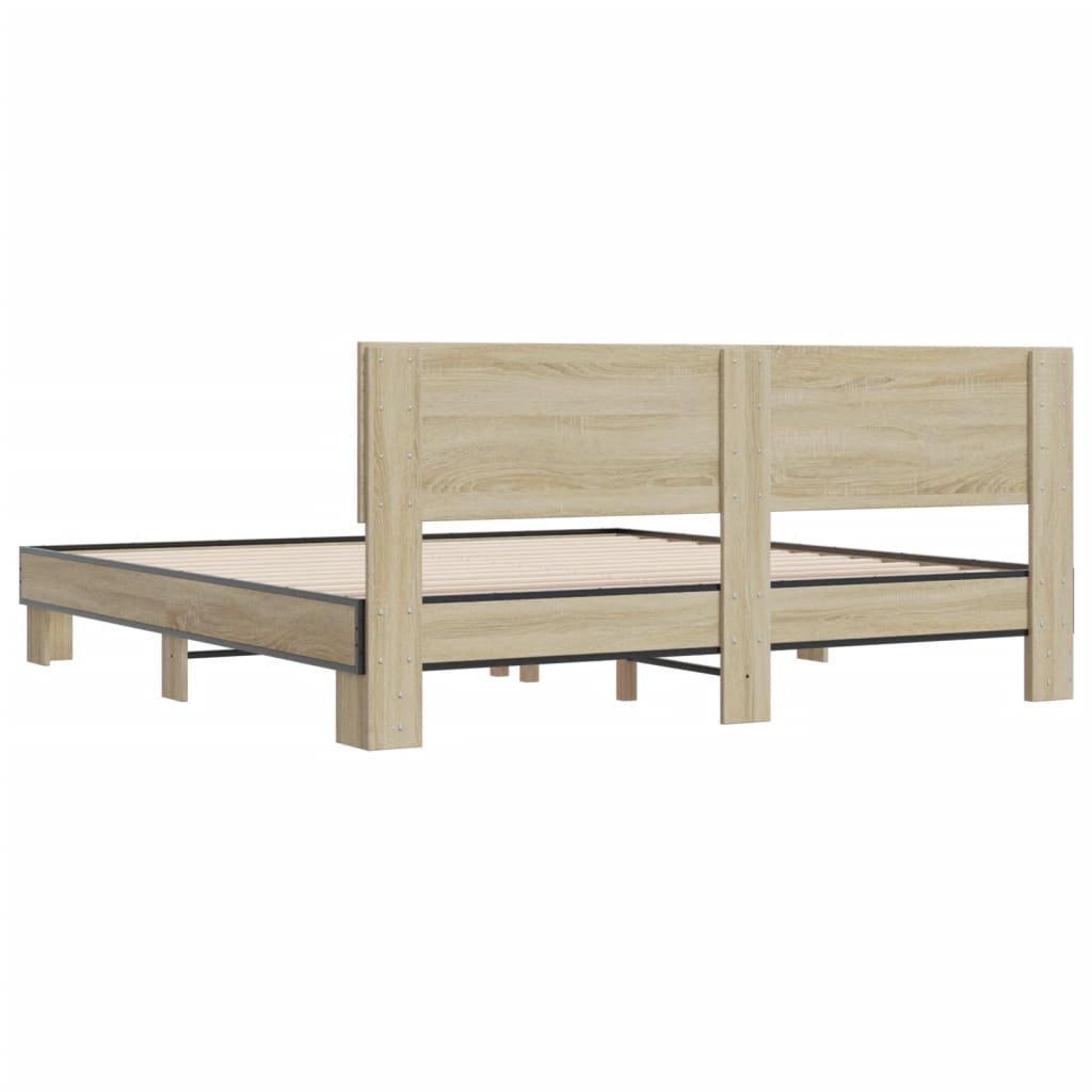 Bed frame without mattress sonoma oak 200x200 cm