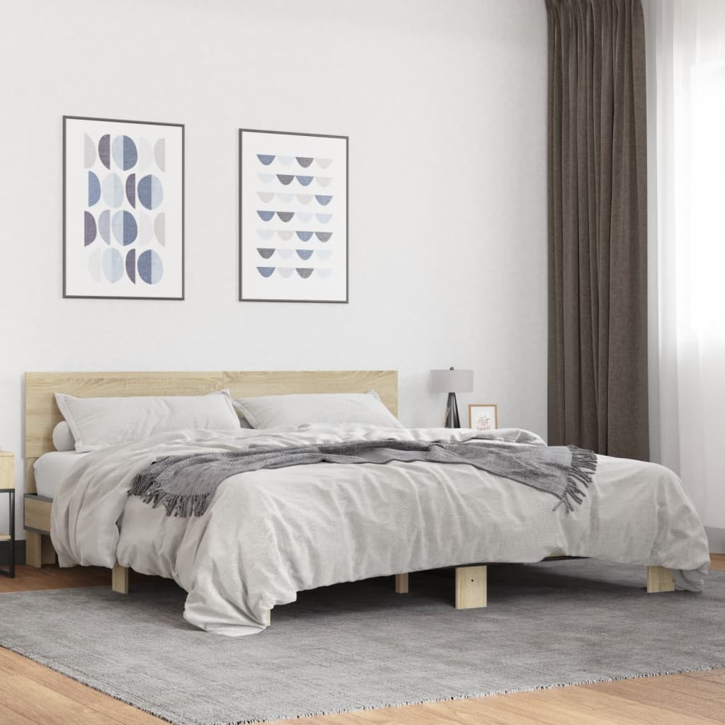 Cadre de lit sans matelas chêne sonoma 200x200 cm