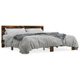 Bed frame without mattress smoked oak 200x200 cm