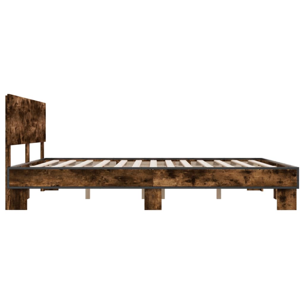 Bed frame without mattress smoked oak 200x200 cm