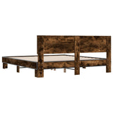 Bed frame without mattress smoked oak 200x200 cm