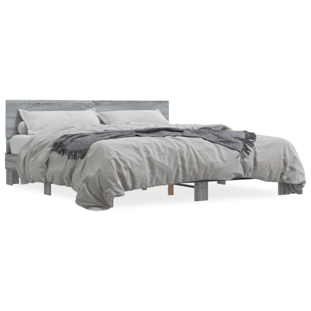 Cadre de lit sans matelas sonoma gris 200x200 cm