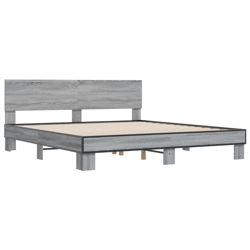 Cadre de lit sans matelas sonoma gris 200x200 cm