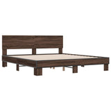 Bed frame without mattress brown oak 200x200 cm