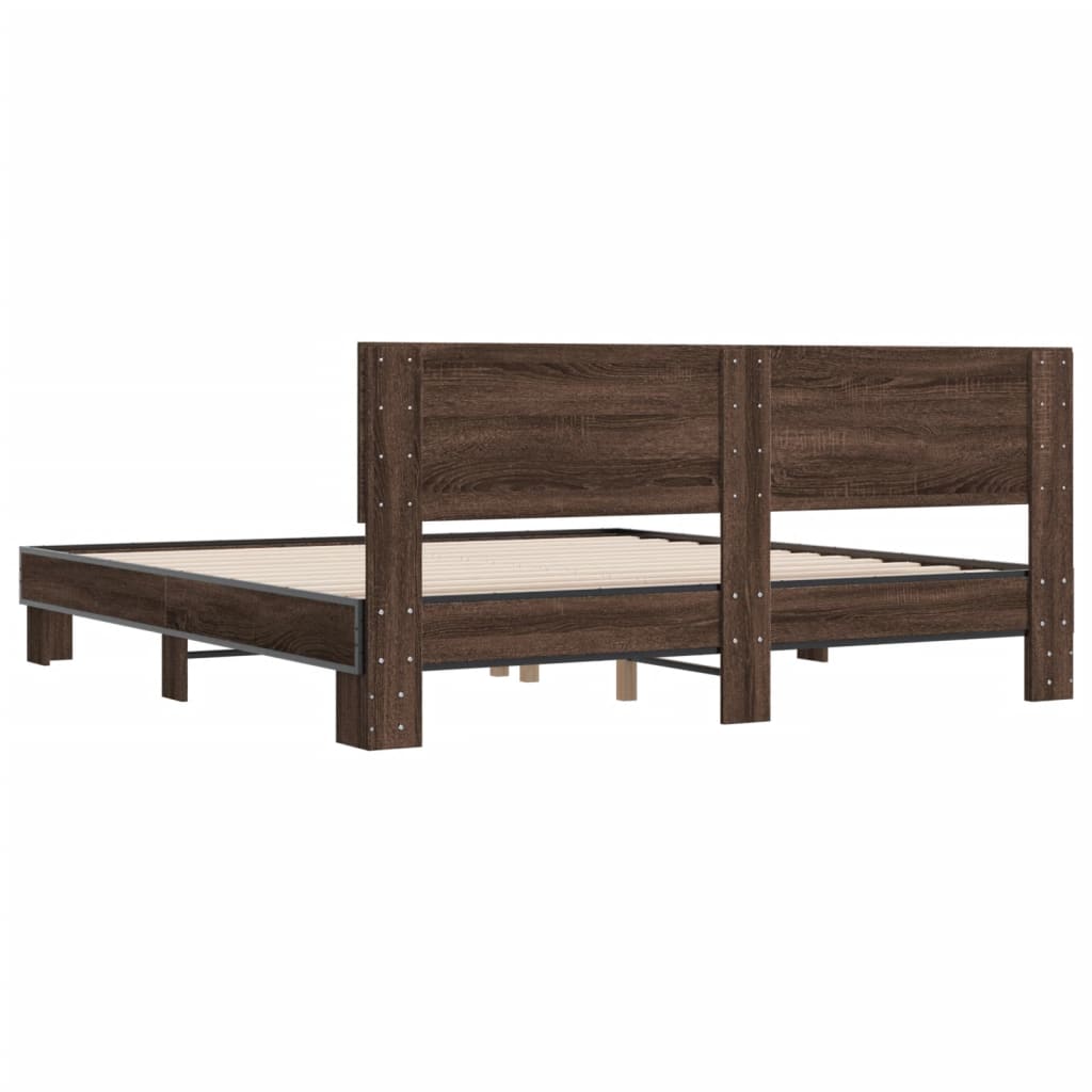 Bed frame without mattress brown oak 200x200 cm