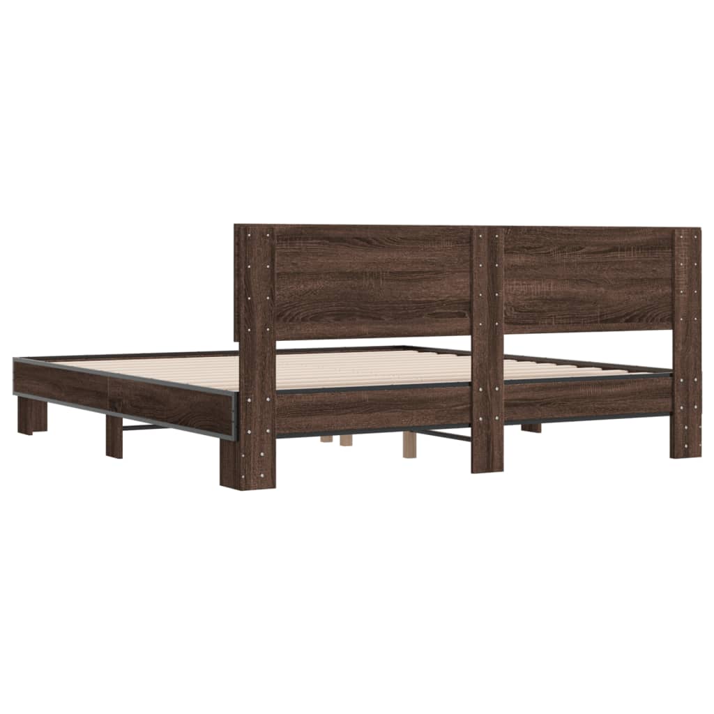 Bed frame without mattress brown oak 180x200 cm