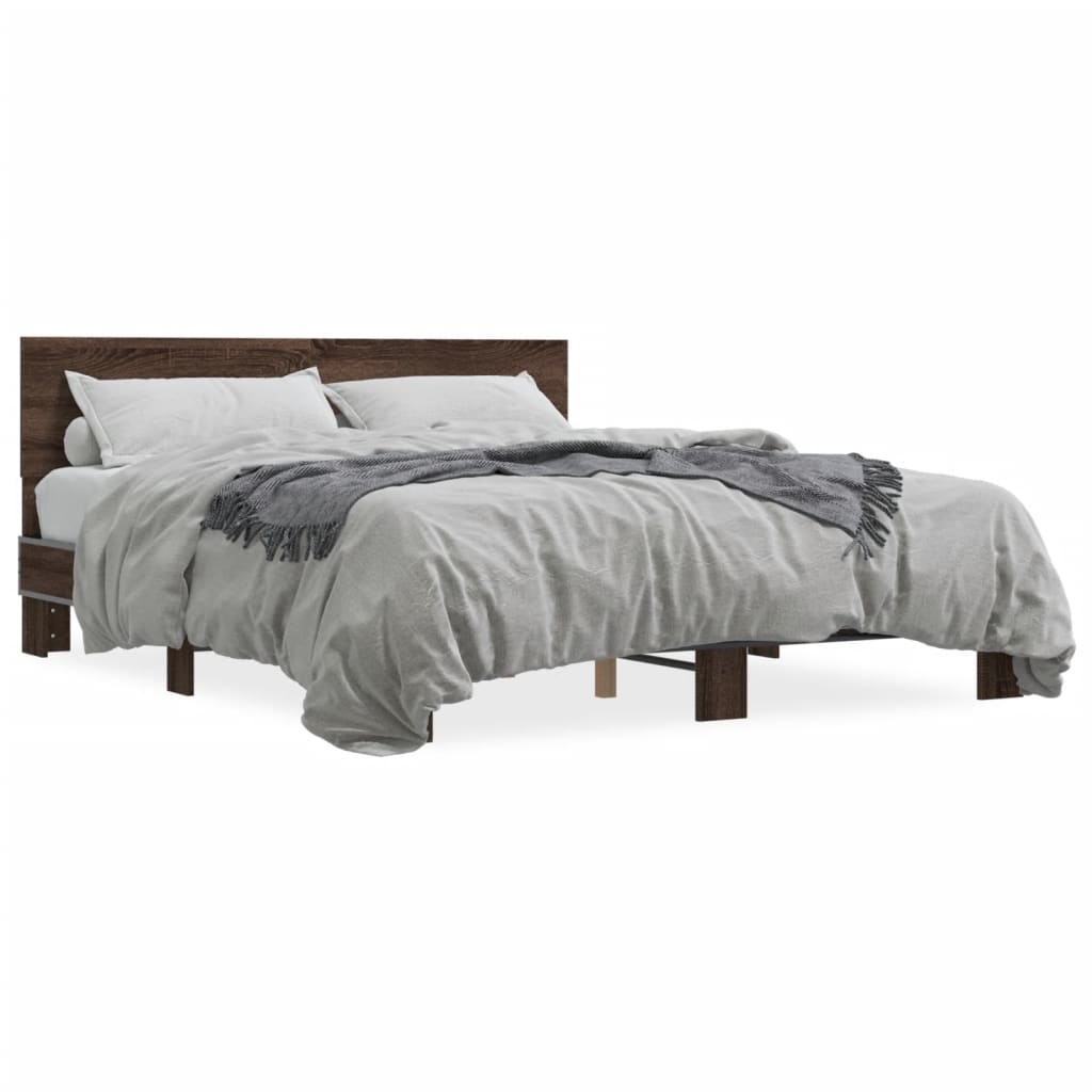 Bed frame without mattress brown oak 160x200 cm