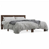 Bed frame without mattress brown oak 160x200 cm