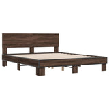 Bed frame without mattress brown oak 160x200 cm