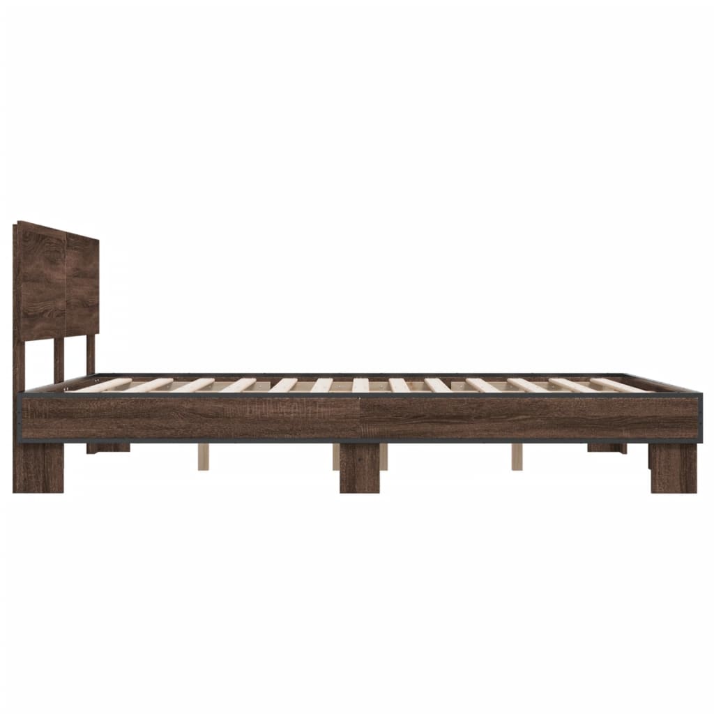 Bed frame without mattress brown oak 160x200 cm