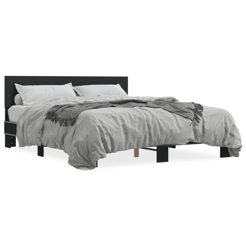 Cadre de lit sans matelas noir 150x200 cm