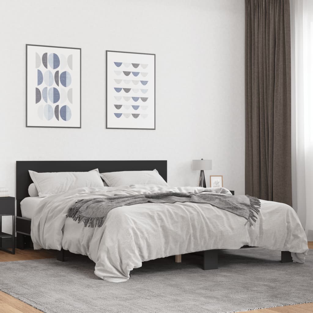 Cadre de lit sans matelas noir 150x200 cm