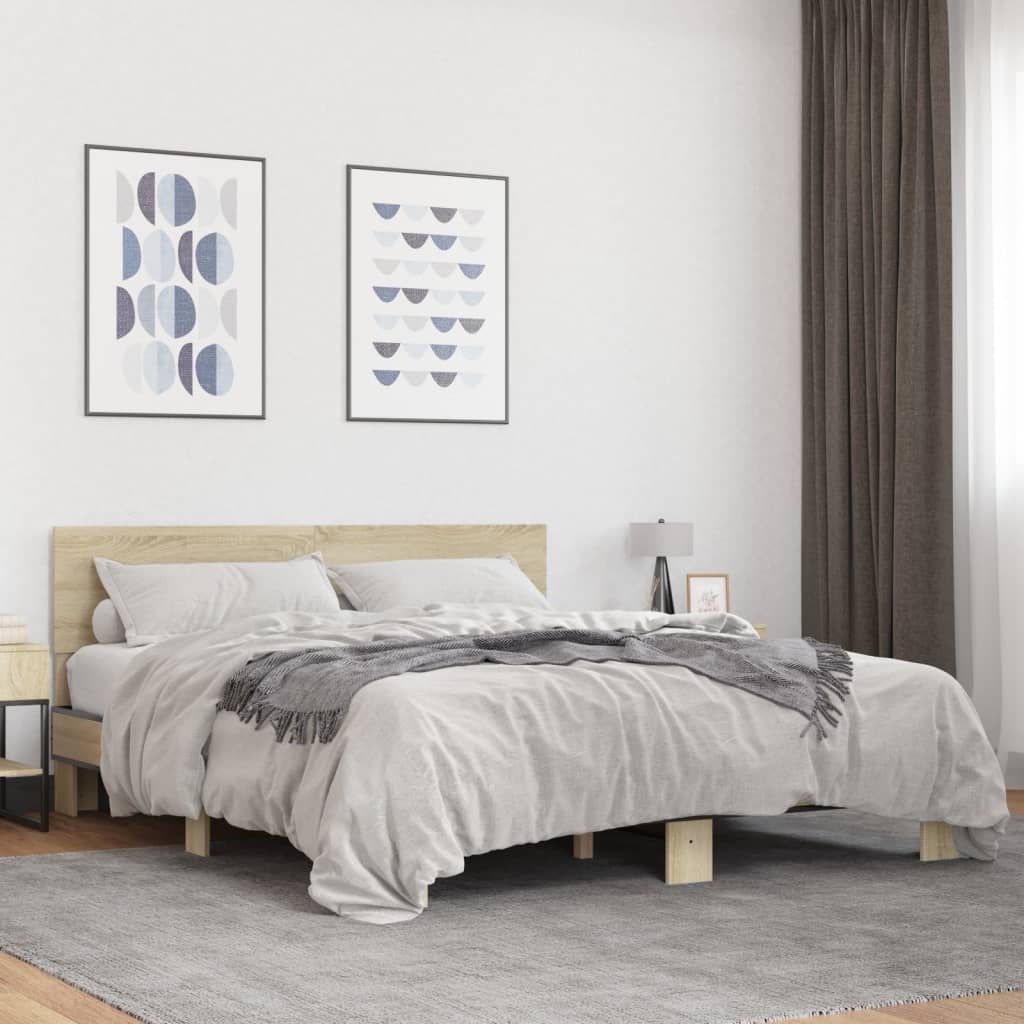 Cadre de lit sans matelas chêne sonoma 150x200 cm