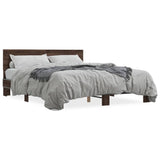 Bed frame without mattress brown oak 150x200 cm