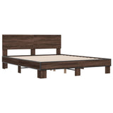 Bed frame without mattress brown oak 150x200 cm