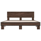 Bed frame without mattress brown oak 150x200 cm