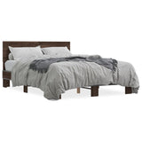 Bed frame without mattress brown oak 140x200 cm