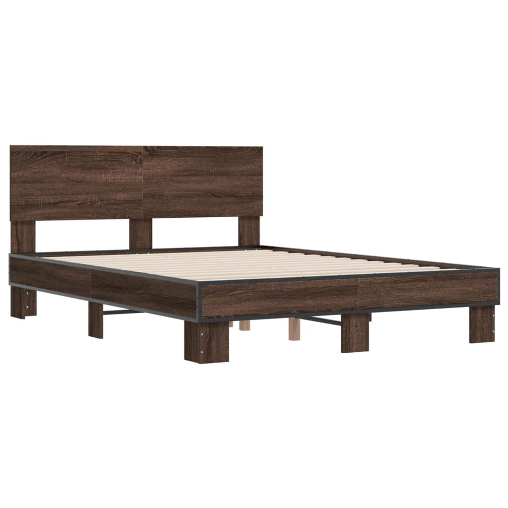 Bed frame without mattress brown oak 140x200 cm